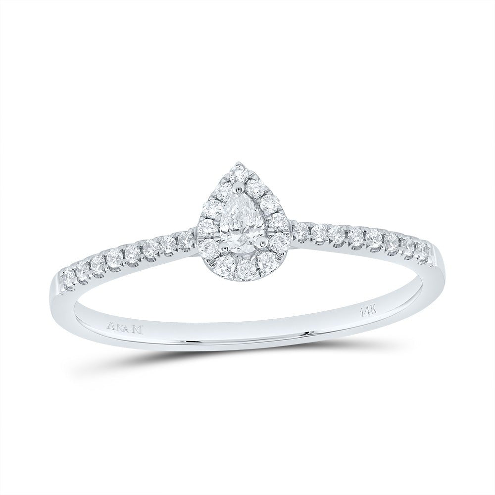 14K White Gold Diamond Fashion Promise Pear Ring 1/4 Cttw - Splendid Jewellery