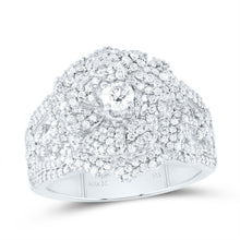 Load image into Gallery viewer, 14K White Gold Diamond Fashion Rose Ring 1 3/8 Cttw - Splendid Jewellery