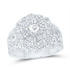 14K White Gold Diamond Fashion Rose Ring 1 3/8 Cttw - Splendid Jewellery