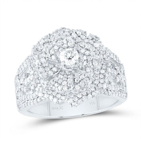 14K White Gold Diamond Fashion Rose Ring 1 3/8 Cttw - Splendid Jewellery