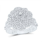 14K White Gold Diamond Fashion Rose Ring 2 Cttw - Splendid Jewellery