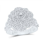 14K White Gold Diamond Fashion Rose Ring 2 Cttw - Splendid Jewellery