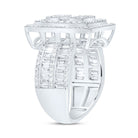 14K White Gold Diamond Fashion Square Baguette Bridal Ring 1 7/8 Cttw - Splendid Jewellery