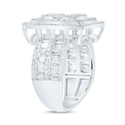 14K White Gold Diamond Fashion Square Baguette Bridal Ring 1 7/8 Cttw - Splendid Jewellery