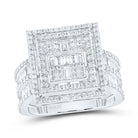 14K White Gold Diamond Fashion Square Baguette Bridal Ring 1 7/8 Cttw - Splendid Jewellery
