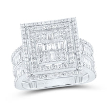 Load image into Gallery viewer, 14K White Gold Diamond Fashion Square Baguette Bridal Ring 1 7/8 Cttw - Splendid Jewellery