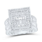 14K White Gold Diamond Fashion Square Baguette Bridal Ring 1 7/8 Cttw - Splendid Jewellery