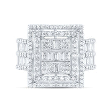 Load image into Gallery viewer, 14K White Gold Diamond Fashion Square Baguette Bridal Ring 1 7/8 Cttw - Splendid Jewellery