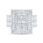 14K White Gold Diamond Fashion Square Baguette Bridal Ring 1 7/8 Cttw - Splendid Jewellery