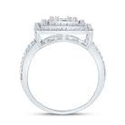 14K White Gold Diamond Fashion Square Baguette Bridal Ring 1 7/8 Cttw - Splendid Jewellery