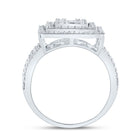 14K White Gold Diamond Fashion Square Baguette Bridal Ring 1 7/8 Cttw - Splendid Jewellery