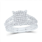 14K White Gold Diamond Fashion Square Bridal Set 3/8 Cttw - Splendid Jewellery