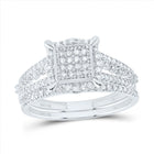 14K White Gold Diamond Fashion Square Bridal Set 3/8 Cttw - Splendid Jewellery
