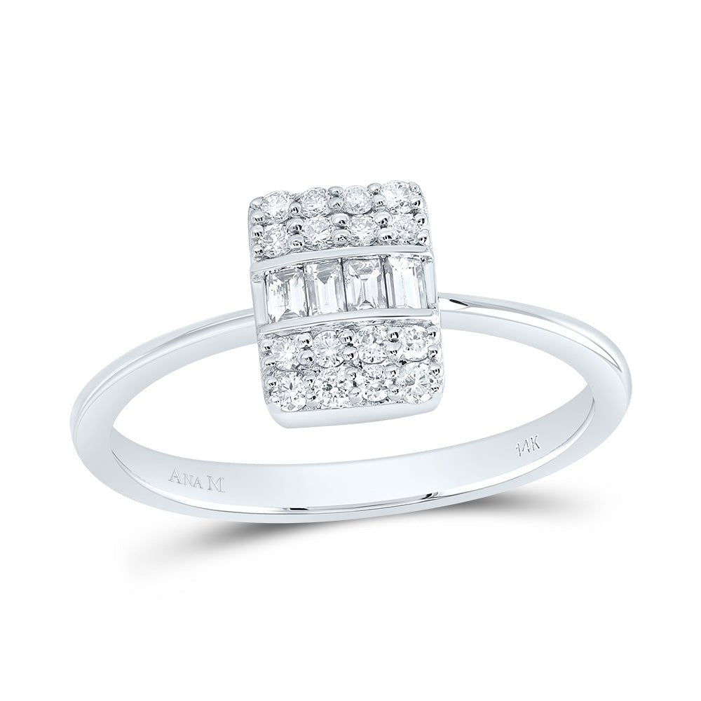 14K White Gold Diamond Fashion Square Ring 1/3 Cttw - Splendid Jewellery