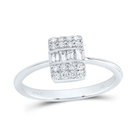 14K White Gold Diamond Fashion Square Ring 1/3 Cttw - Splendid Jewellery