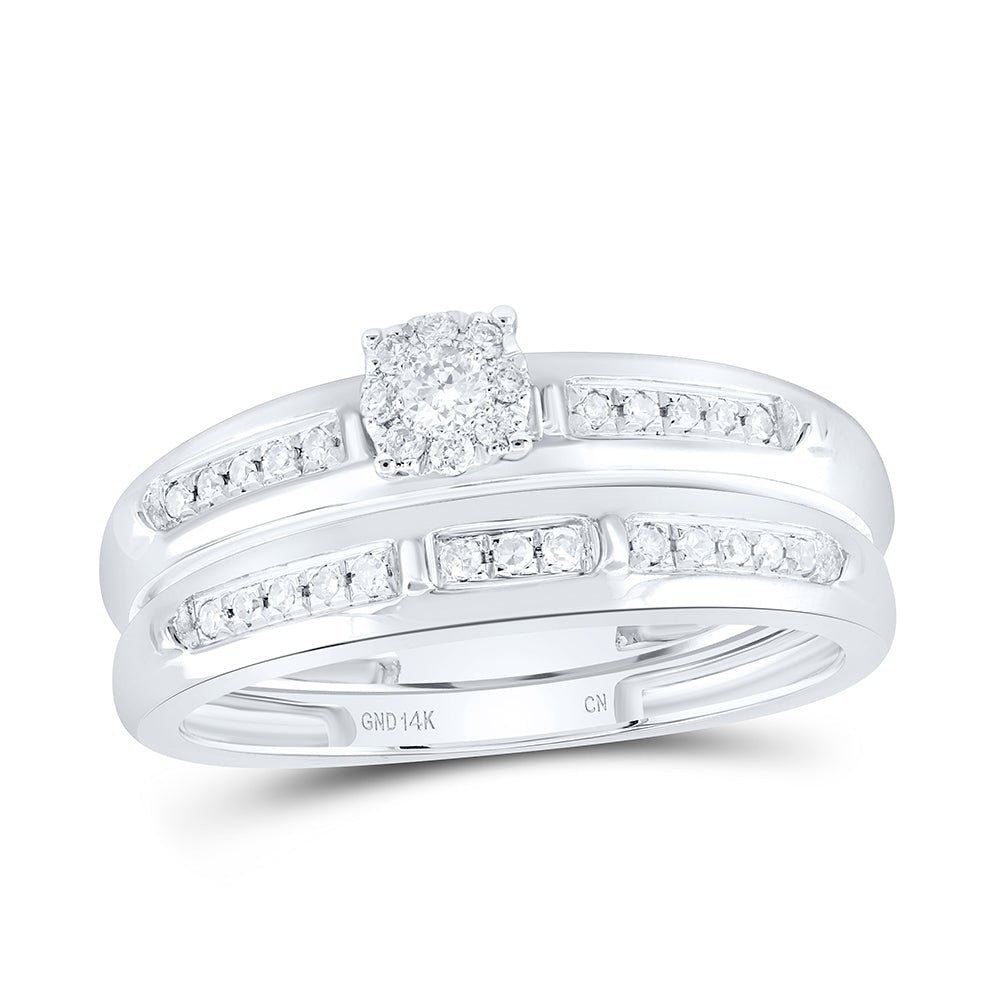 14K White Gold Diamond Fashion Trio Ring Set 1/4 Cttw - Splendid Jewellery