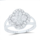 14K White Gold Diamond Fashion Virgin Mother Mary Clover Women's Ring 1/2 Cttw - Splendid Jewellery
