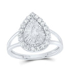 14K White Gold Diamond Fashion Virgin Mother Mary Pear Women's Ring 1/2 Cttw - Splendid Jewellery