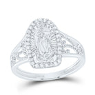 14K White Gold Diamond Fashion Virgin Mother Mary Women's Ring 1/5 Cttw - Splendid Jewellery