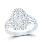 14K White Gold Diamond Fashion Virgin Mother Mary Women's Ring 1/5 Cttw - Splendid Jewellery
