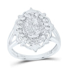 14K White Gold Diamond Fashion Virgin Mother Mary Women's Ring 3/8 Cttw - Splendid Jewellery