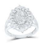 14K White Gold Diamond Fashion Virgin Mother Mary Women's Ring 3/8 Cttw - Splendid Jewellery