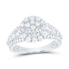 14K White Gold Diamond Flower Designer Ring 1 3/8 Cttw - Splendid Jewellery