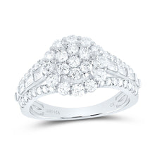 Load image into Gallery viewer, 14K White Gold Diamond Flower Designer Ring 1 3/8 Cttw - Splendid Jewellery
