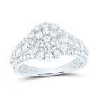 14K White Gold Diamond Flower Designer Ring 1 3/8 Cttw - Splendid Jewellery