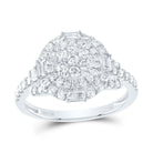 14K White Gold Diamond Flower Designer Ring 1 Cttw - Splendid Jewellery