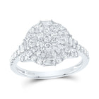 14K White Gold Diamond Flower Designer Ring 1 Cttw - Splendid Jewellery