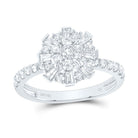 14K White Gold Diamond Flower Designer Ring 1 Cttw - Splendid Jewellery