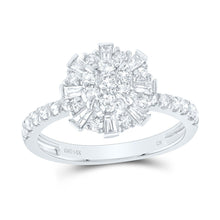 Load image into Gallery viewer, 14K White Gold Diamond Flower Designer Ring 1 Cttw - Splendid Jewellery