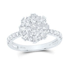 14K White Gold Diamond Flower Designer Ring 1 Cttw - Splendid Jewellery