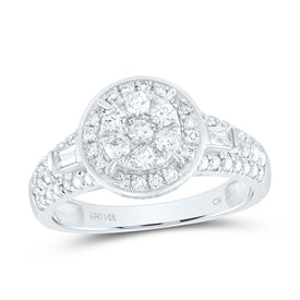 14K White Gold Diamond Flower Designer Ring 1 Cttw - Splendid Jewellery