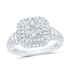 14K White Gold Diamond Flower Designer Ring 1 Cttw - Splendid Jewellery