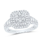 14K White Gold Diamond Flower Designer Ring 1 Cttw - Splendid Jewellery