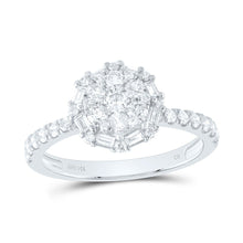 Load image into Gallery viewer, 14K White Gold Diamond Flower Designer Ring 7/8 Cttw - Splendid Jewellery
