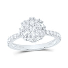 14K White Gold Diamond Flower Designer Ring 7/8 Cttw - Splendid Jewellery