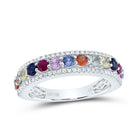 14K White Gold Diamond Gemstone Multi Colour Sapphire Ring 1/4 Cttw - Splendid Jewellery