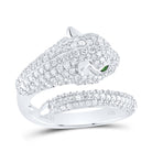 14K White Gold Diamond Gemstone Women's Leopard Ring 1 1/3 Cttw - Splendid Jewellery