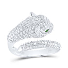 14K White Gold Diamond Gemstone Women's Leopard Ring 1 1/3 Cttw - Splendid Jewellery