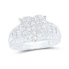14K White Gold Diamond Heart Bridal Wedding Engagement Ring 1 Cttw - Splendid Jewellery