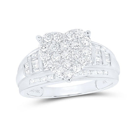 14K White Gold Diamond Heart Bridal Wedding Engagement Ring 1 Cttw - Splendid Jewellery
