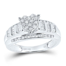 Load image into Gallery viewer, 14K White Gold Diamond Heart Bridal Wedding Engagement Ring 1/2 Cttw - Splendid Jewellery