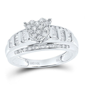14K White Gold Diamond Heart Bridal Wedding Engagement Ring 1/2 Cttw - Splendid Jewellery