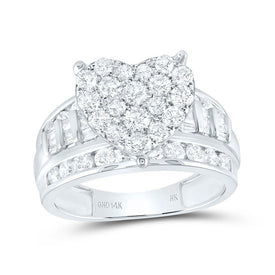 14K White Gold Diamond Heart Bridal Wedding Engagement Ring 2 Cttw - Splendid Jewellery