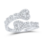 14K White Gold Diamond Heart Cuff Women's Ring 5/8 Cttw - Splendid Jewellery