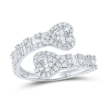 Load image into Gallery viewer, 14K White Gold Diamond Heart Cuff Women's Ring 5/8 Cttw - Splendid Jewellery