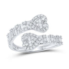 14K White Gold Diamond Heart Cuff Women's Ring 5/8 Cttw - Splendid Jewellery